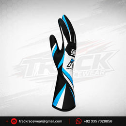 Kosmic OMP Kart Racing Gloves – Black White & Blue Performance Driver Gloves