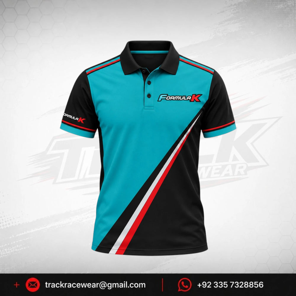 Formula K Turquoise & Black Motorsport Polo Shirt