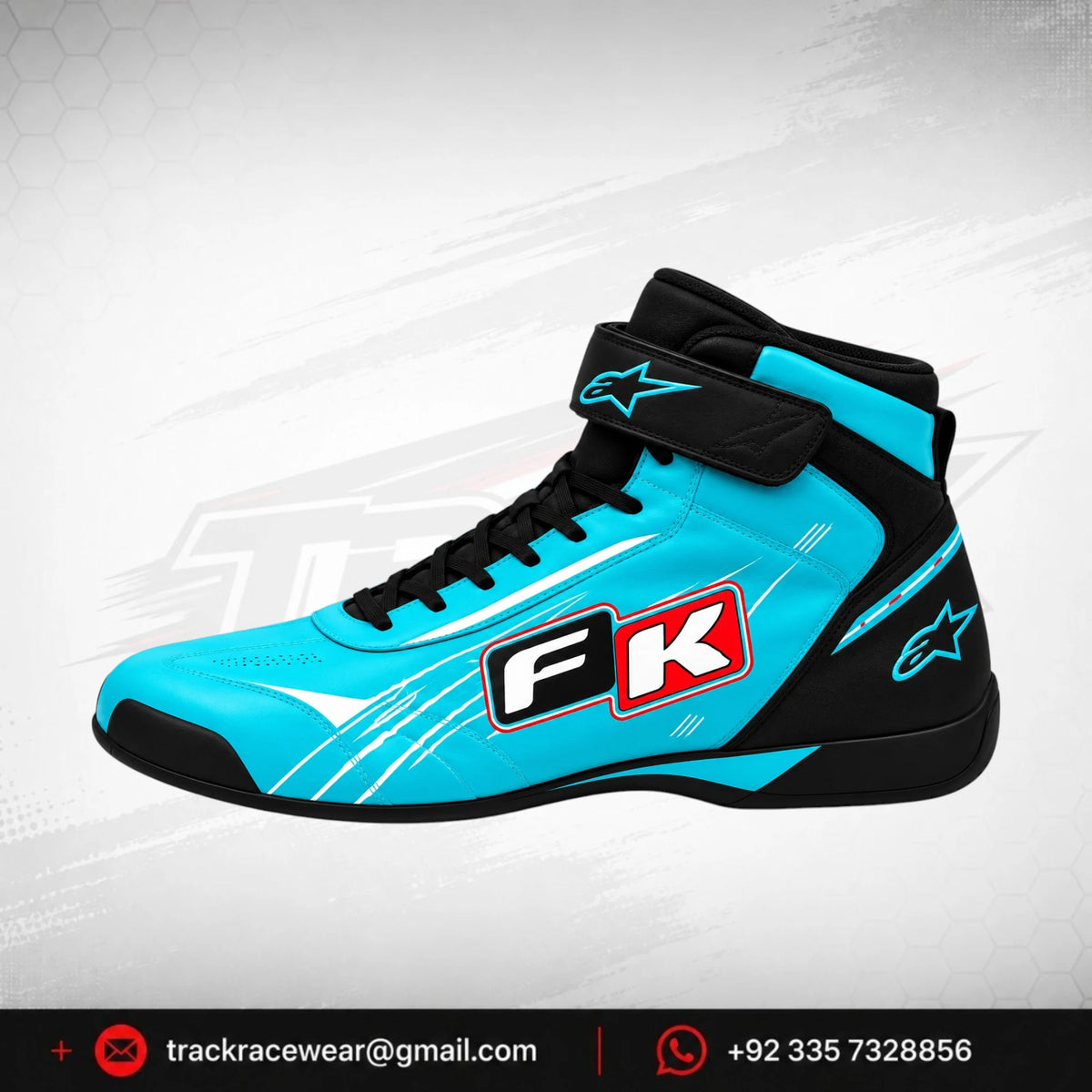 FK Turquoise High-Top Kart Racing Shoes for Drivers