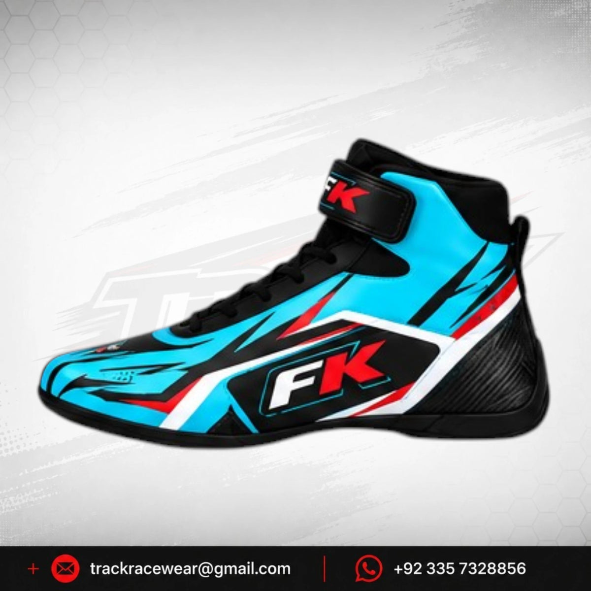 FK Turquoise Blue Black Racing Shoes – Motorsport Driver Shoes
