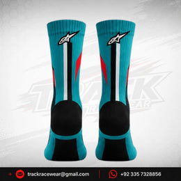 Formula K Turquoise Performance Racing Socks with Red & Black Accents