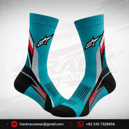 Formula K Turquoise Performance Racing Socks with Red & Black Accents