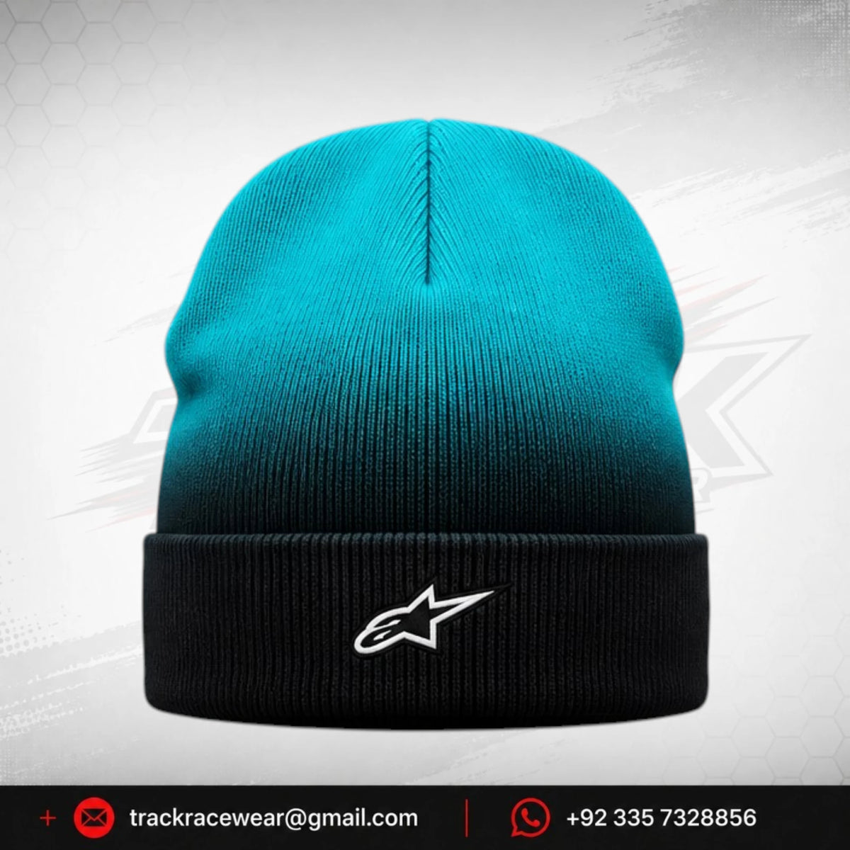 Formula K Turquoise & Black Motorsport Beanie