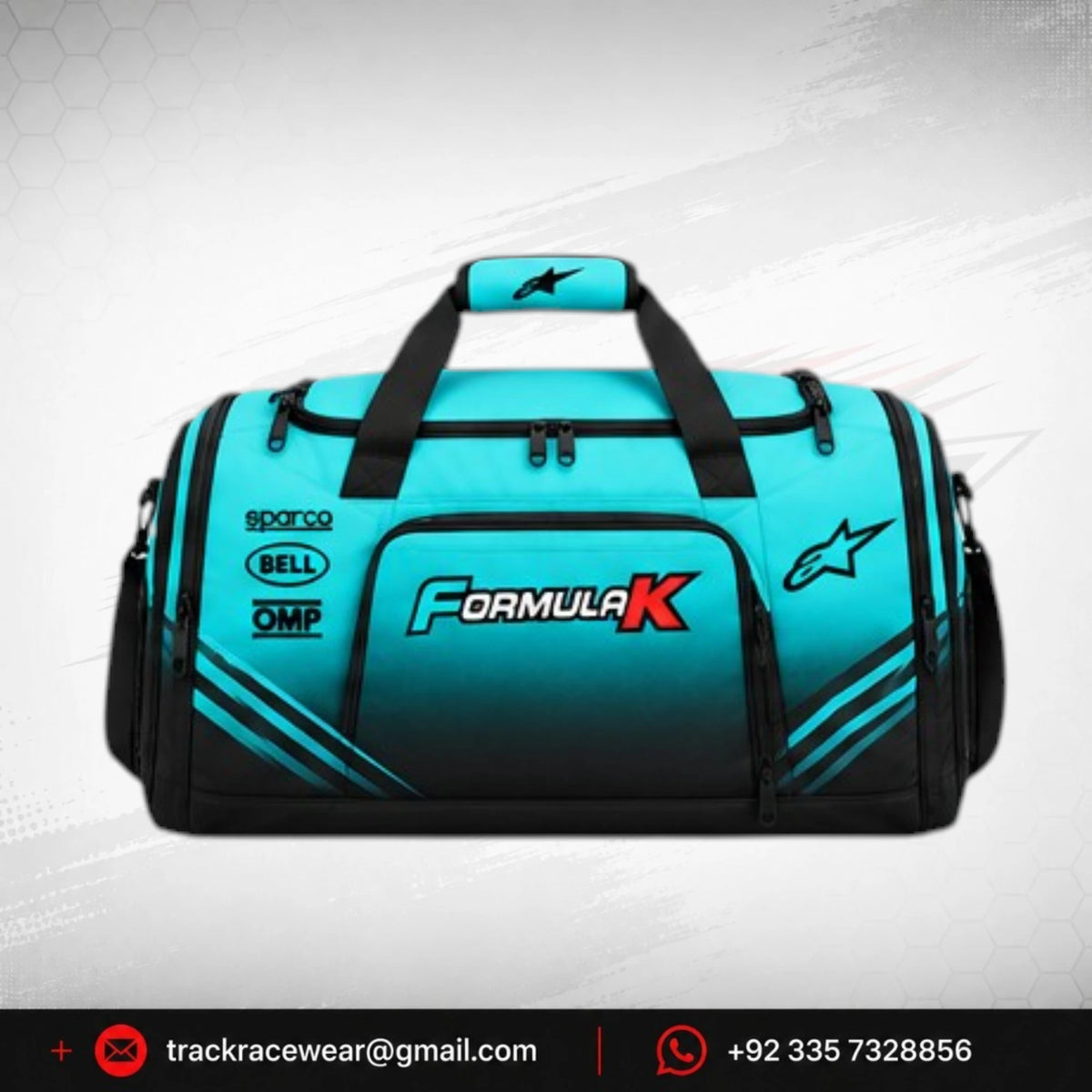 Formula K Turquoise & Black Racing Gear Bag with Shoe Compartment