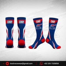 OMP Kosmic Racing Kart Socks – Blue, Red & White