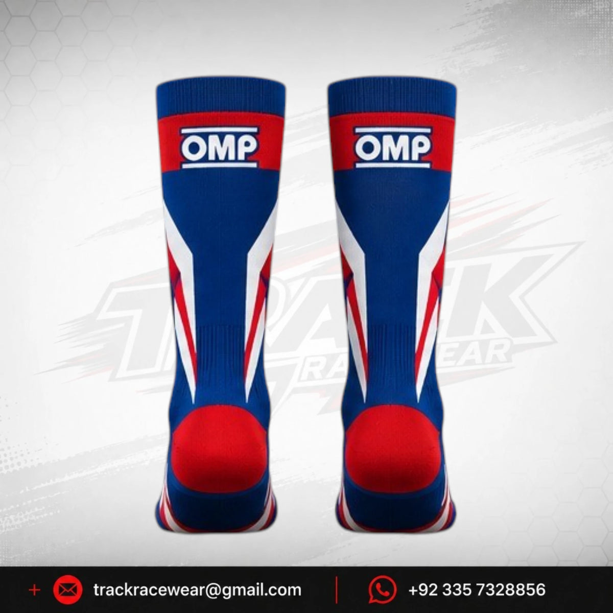 OMP Kosmic Racing Kart Socks – Blue, Red & White
