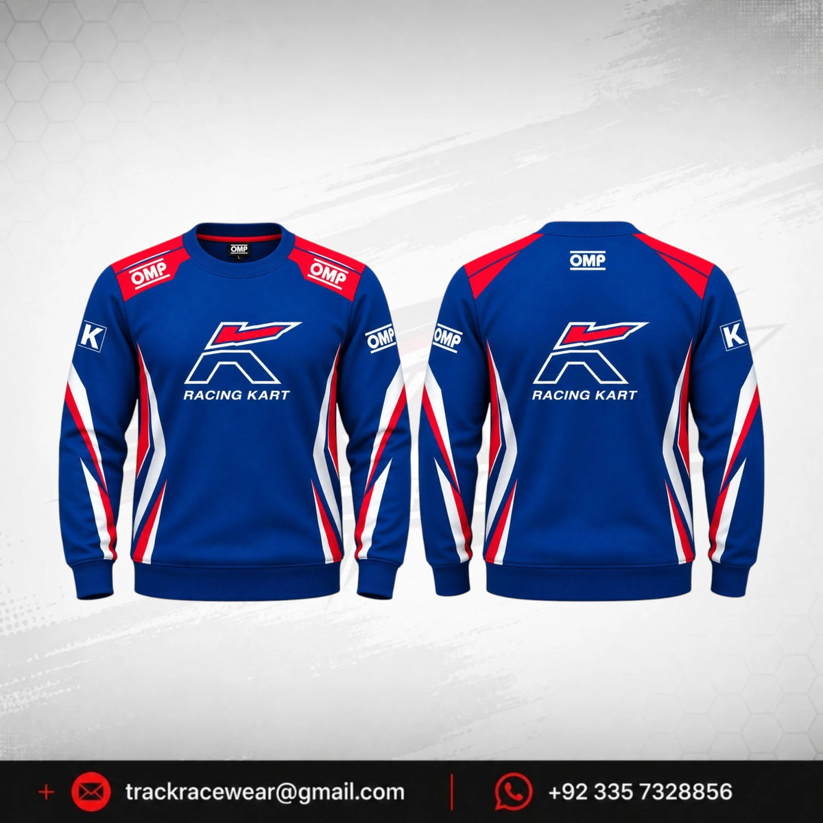 OMP Kosmic Racing Kart Sweatshirt – Blue, Red & White