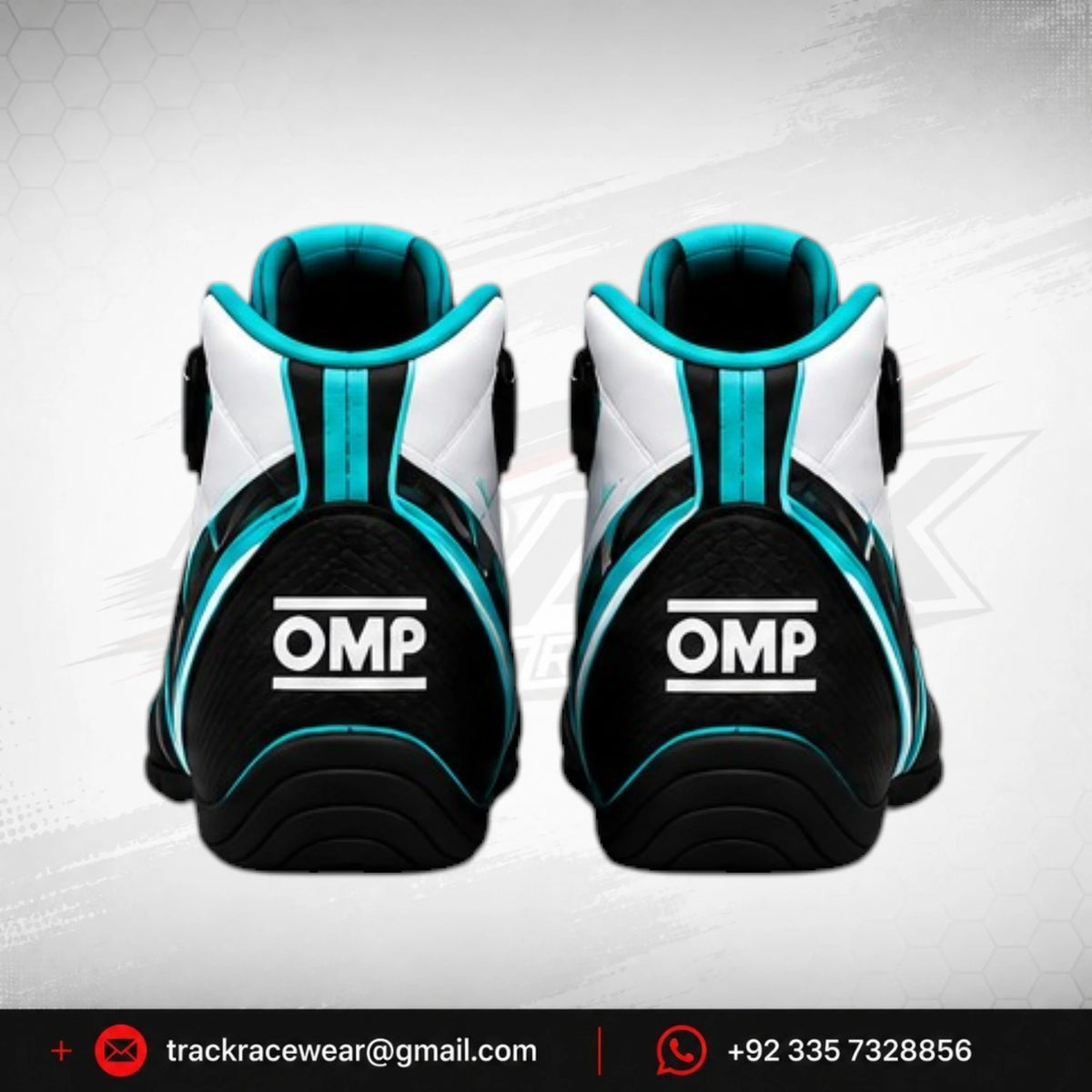 Kosmic Kart Racing Shoes – White, Black & Cyan