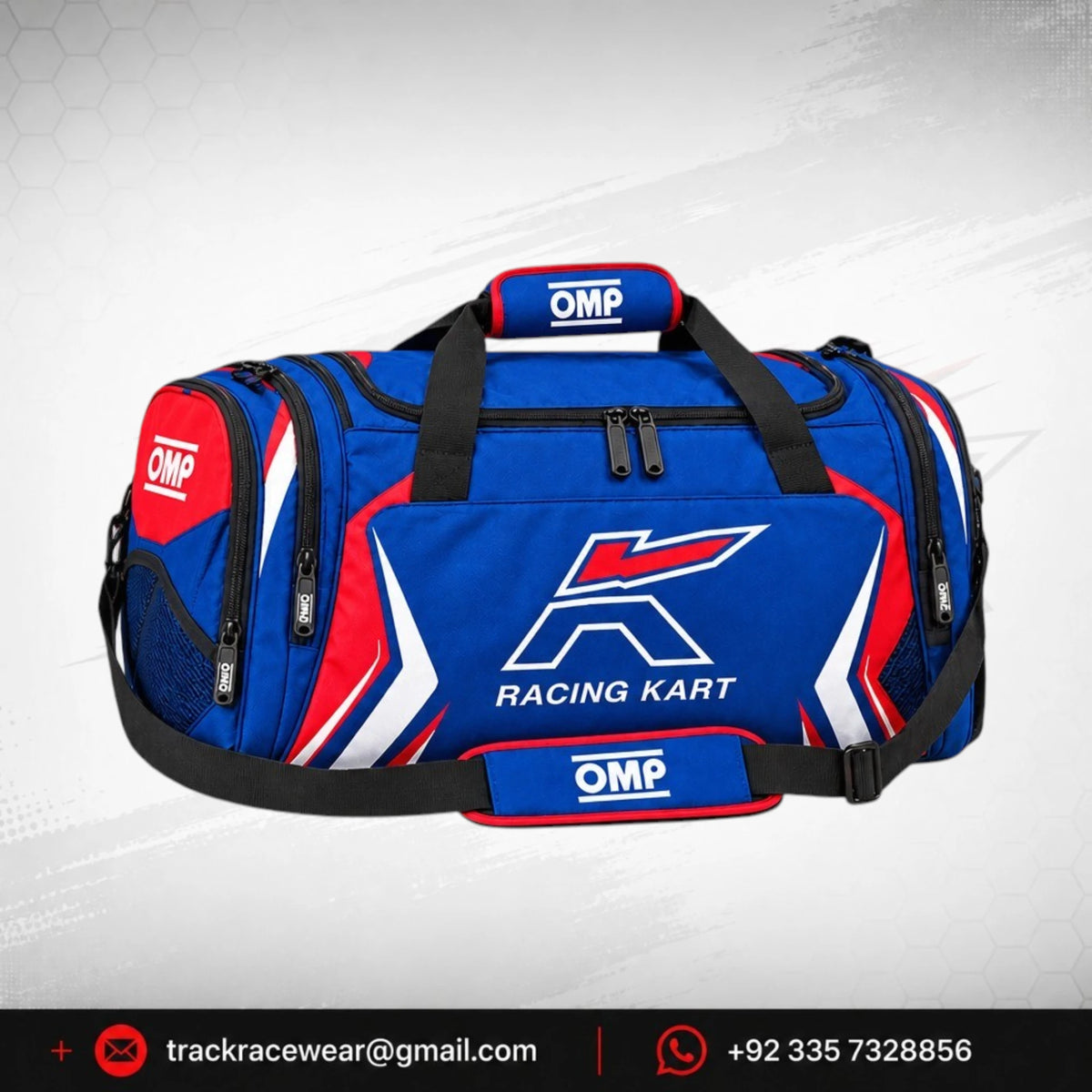 Kosmic Racing Kart Gear Bag – Blue, Red & White OMP Travel Bag