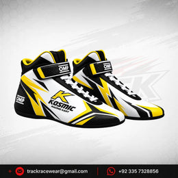 Kosmic Kart Racing Shoes – Black, White & Yellow