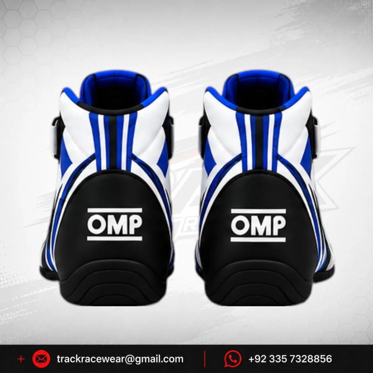 Kosmic Kart Racing Shoes – White, Black & Blue