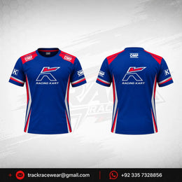 Kosmic Racing Kart Team T-Shirt – OMP Blue Red & White