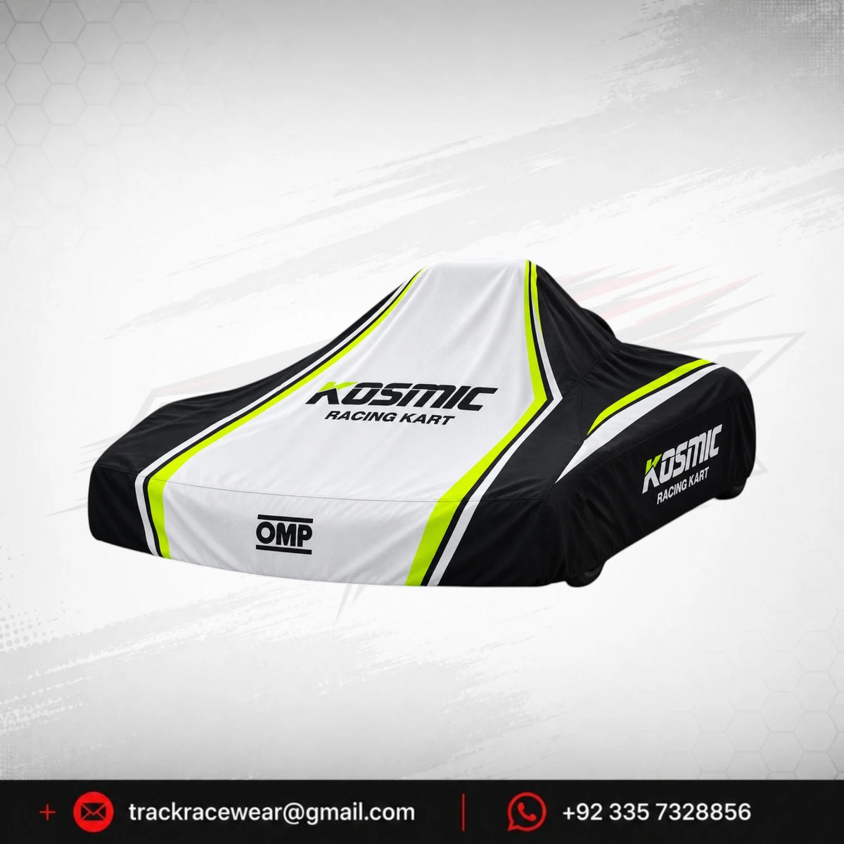 Kosmic Racing Kart Cover – Black, White & Neon Yellow