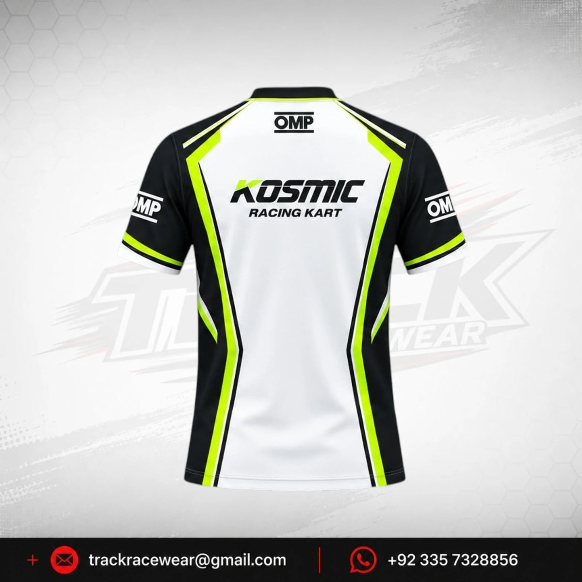 Kosmic Racing Kart T-Shirt – White, Black & Neon Yellow