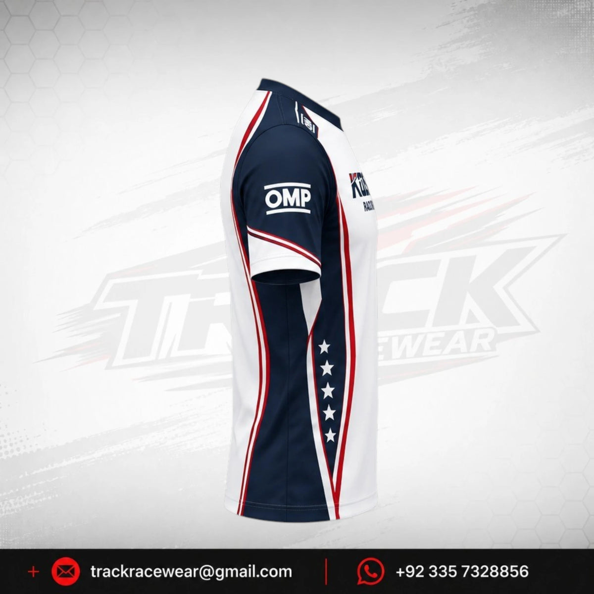 Kosmic Racing Kart T-Shirt – White, Navy Blue & Red