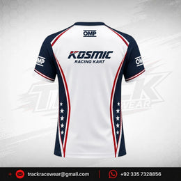 Kosmic Racing Kart T-Shirt – White, Navy Blue & Red