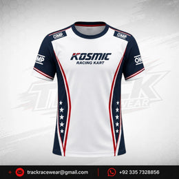 Kosmic Racing Kart T-Shirt – White, Navy Blue & Red