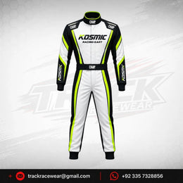 Kosmic Kart Racing Suit – White, Black & Neon Green