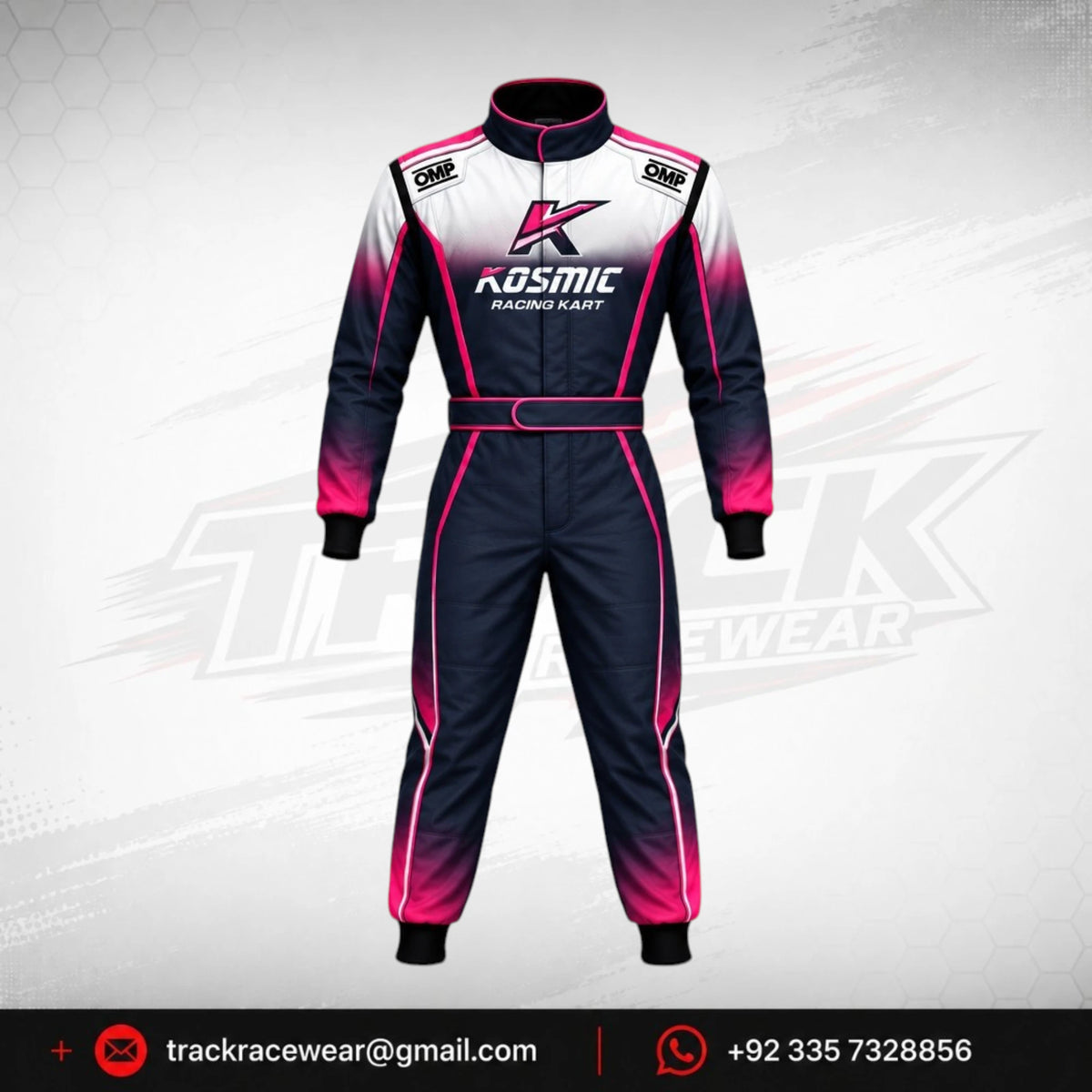 Kosmic Kart Racing Suit – Navy Blue & Pink