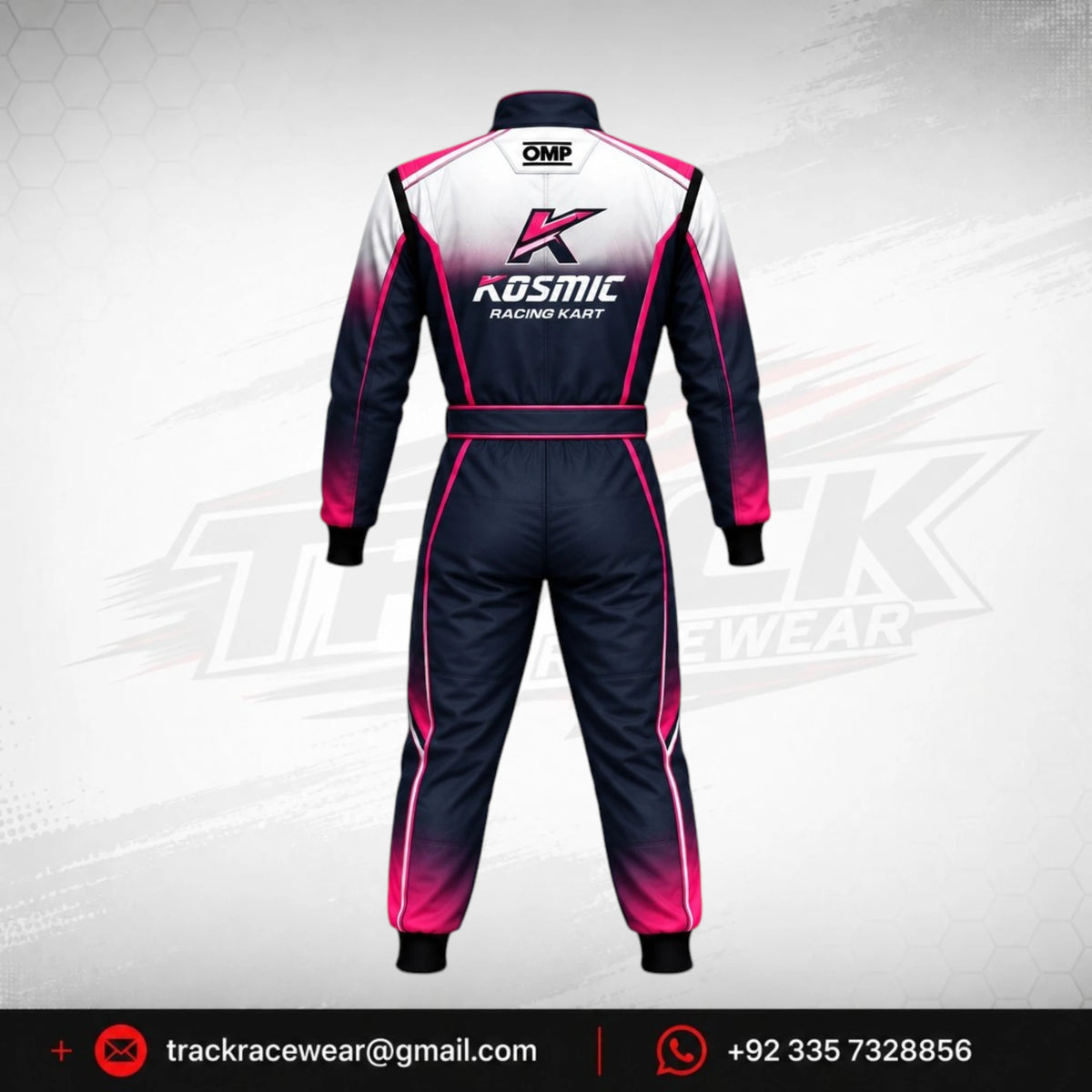 Kosmic Kart Racing Suit – Navy Blue & Pink