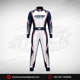 Kosmic Racing Kart Suit – Navy & White Star Design