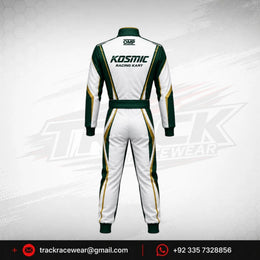 Kosmic Racing Kart Suit – Green & White with Gold Accents