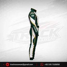 Kosmic Racing Kart Suit – Green & White with Gold Accents