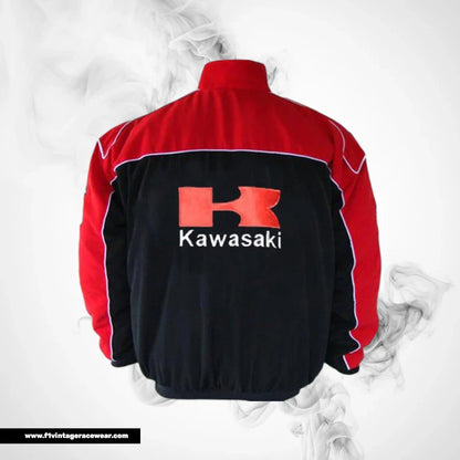 Kawasaki ZX6R F1 Inspired Motorcycle Jacket Red Black Racing Style
