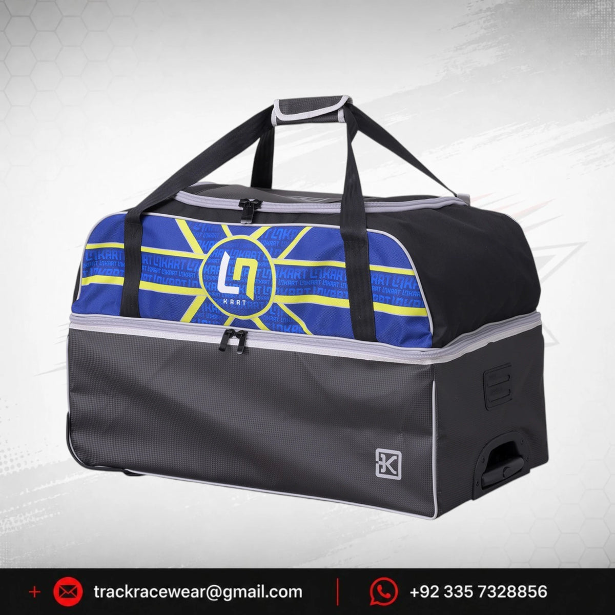 LN Kart Black & Blue Racing Gear Bag – Yellow Graphic Design