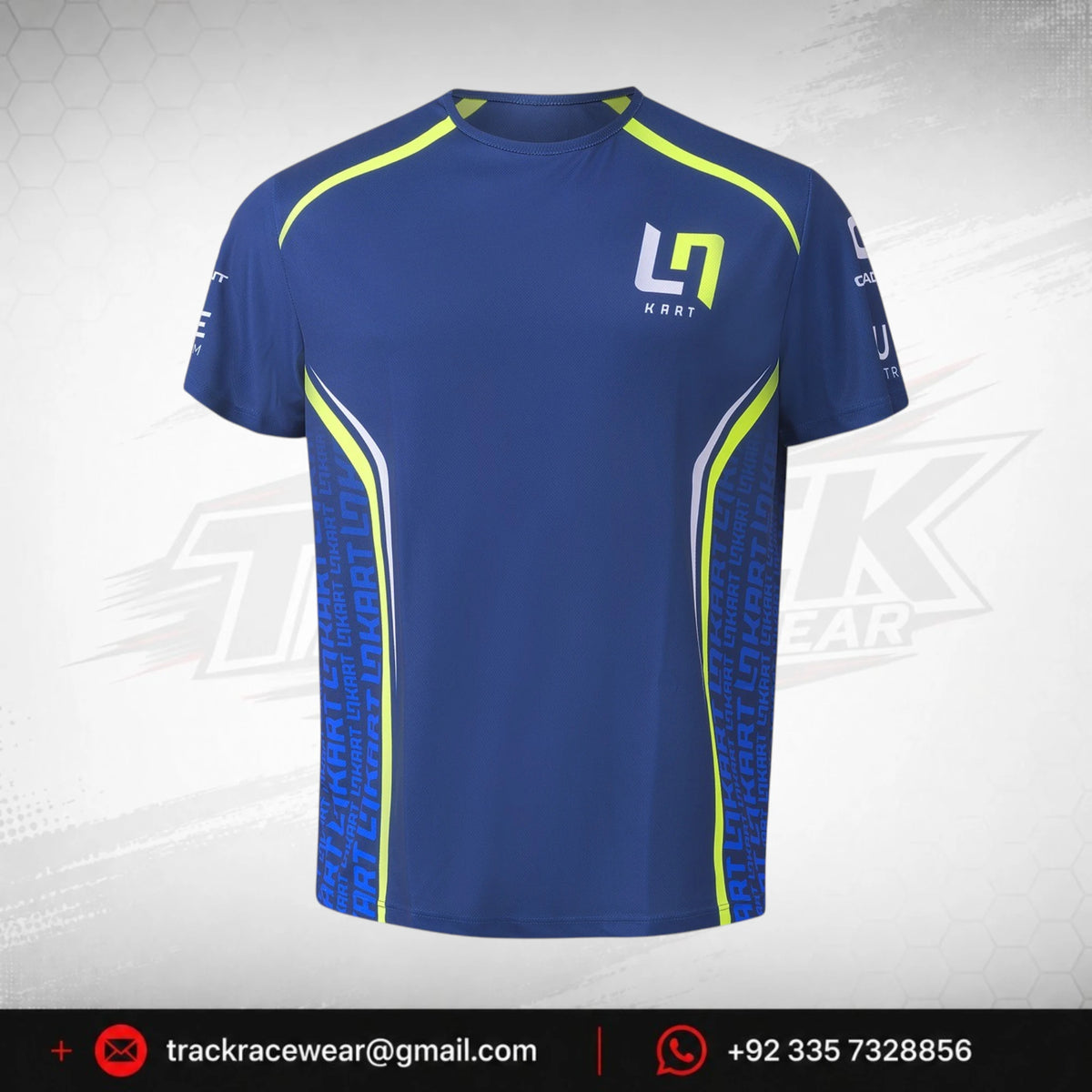 LN Kart Blue & Neon Yellow Performance Racing T-Shirt