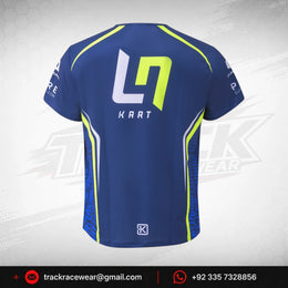 LN Kart Blue & Neon Yellow Performance Racing T-Shirt