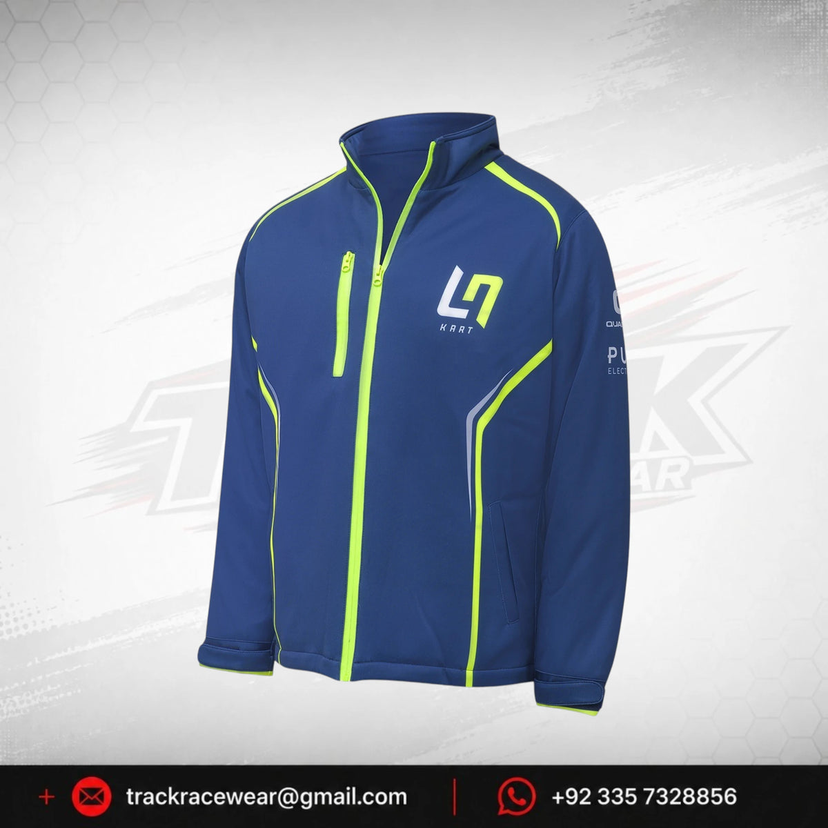 LN Kart Blue & Neon Yellow Softshell Racing Jacket