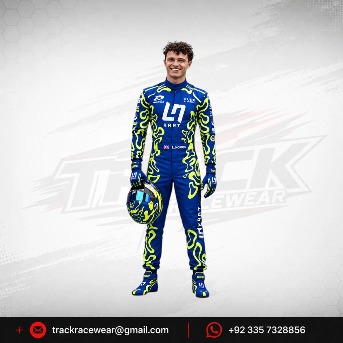 LN Kart L. Norris Racing Suit – Blue & Neon Yellow Karting Race Suit