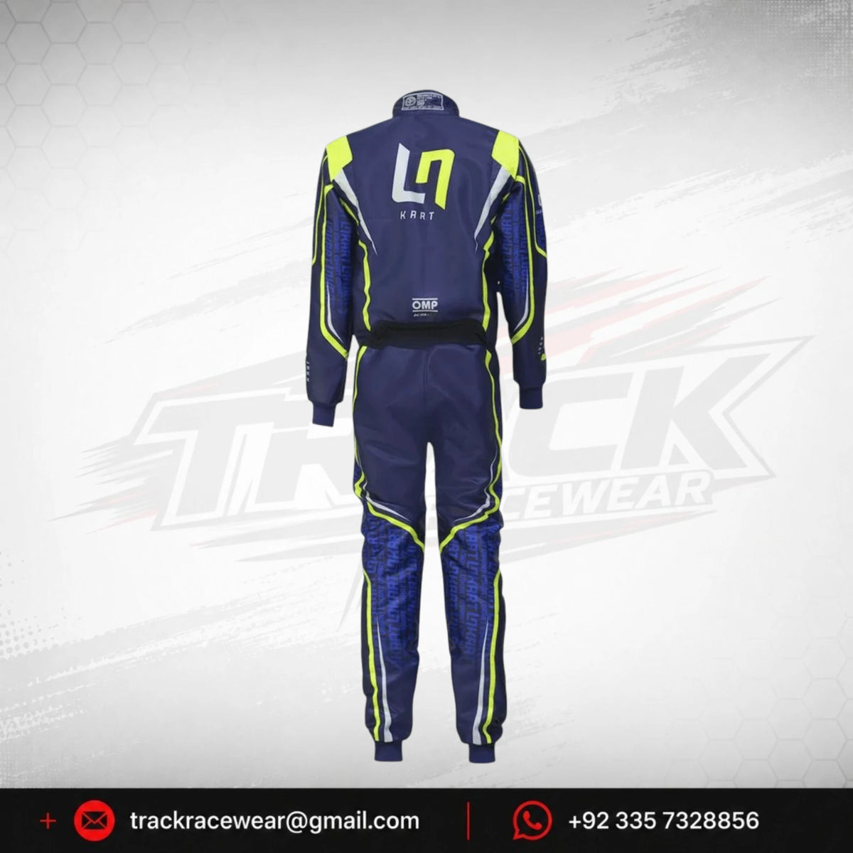 LN Kart Racing Suit – Navy Blue & Neon Yellow Karting Racewear