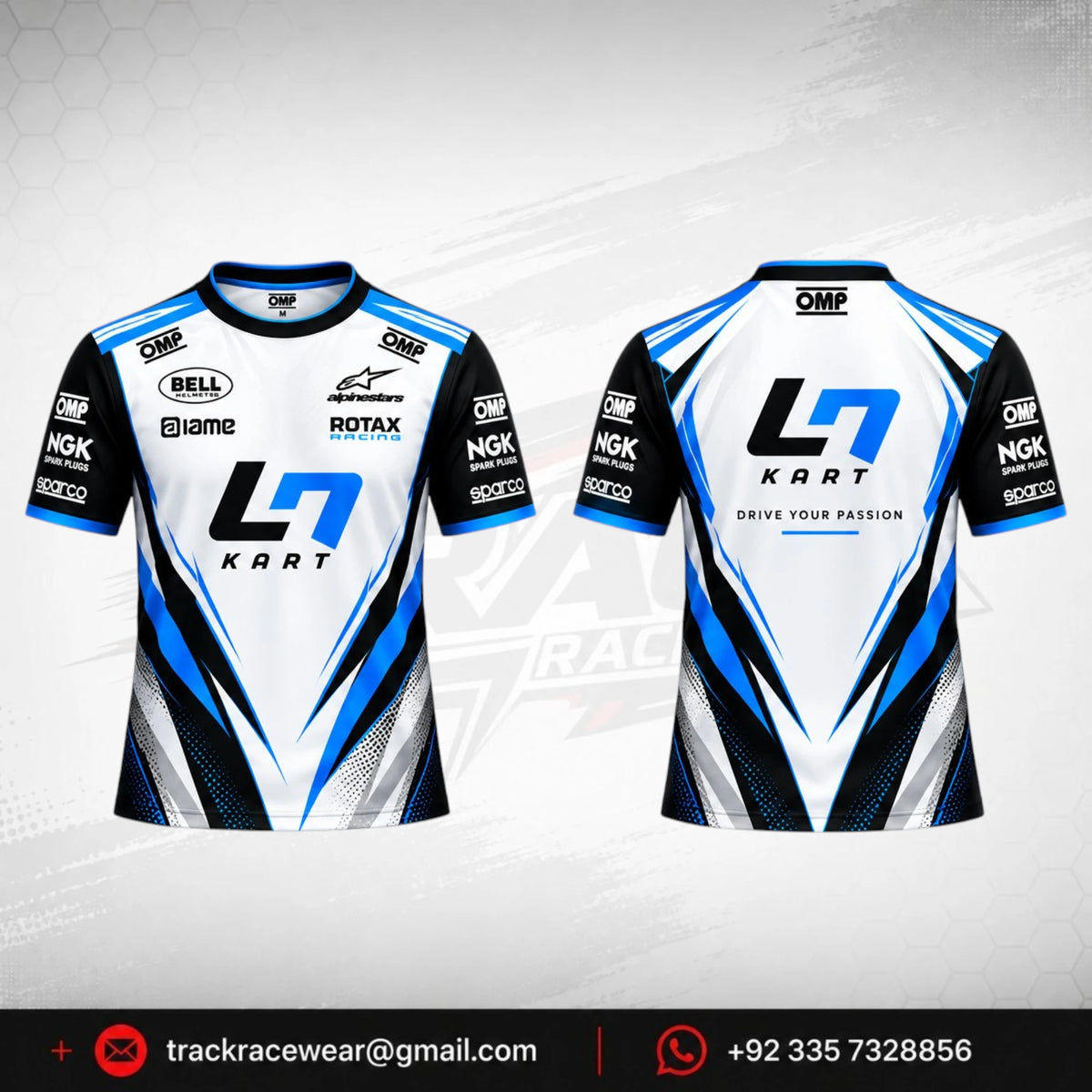 LN Kart White Blue Motorsport Jersey