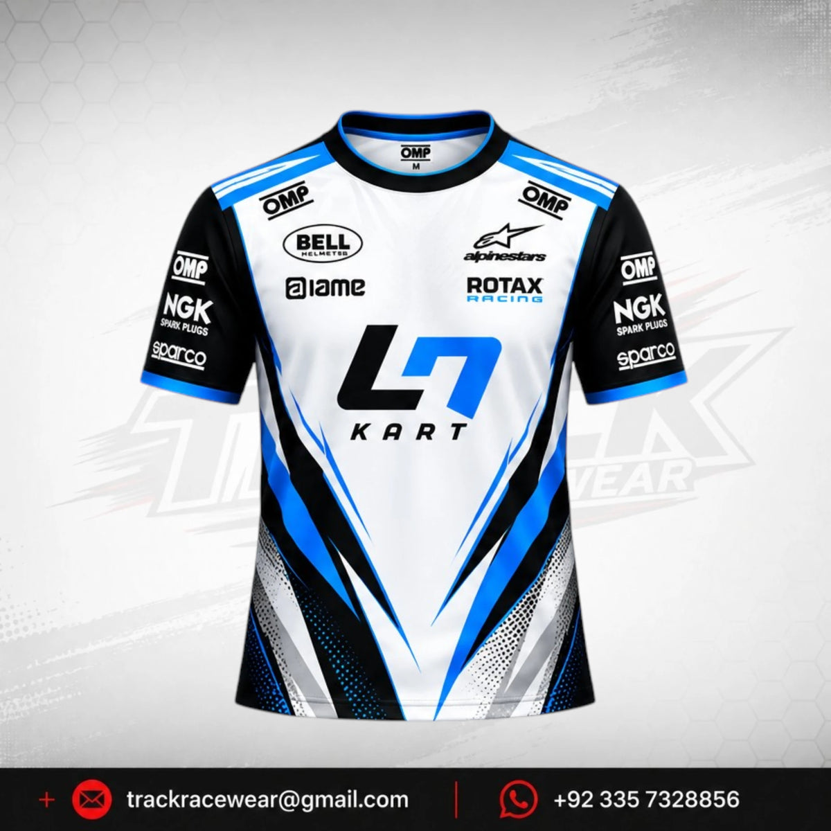 LN Kart White Blue Motorsport Jersey