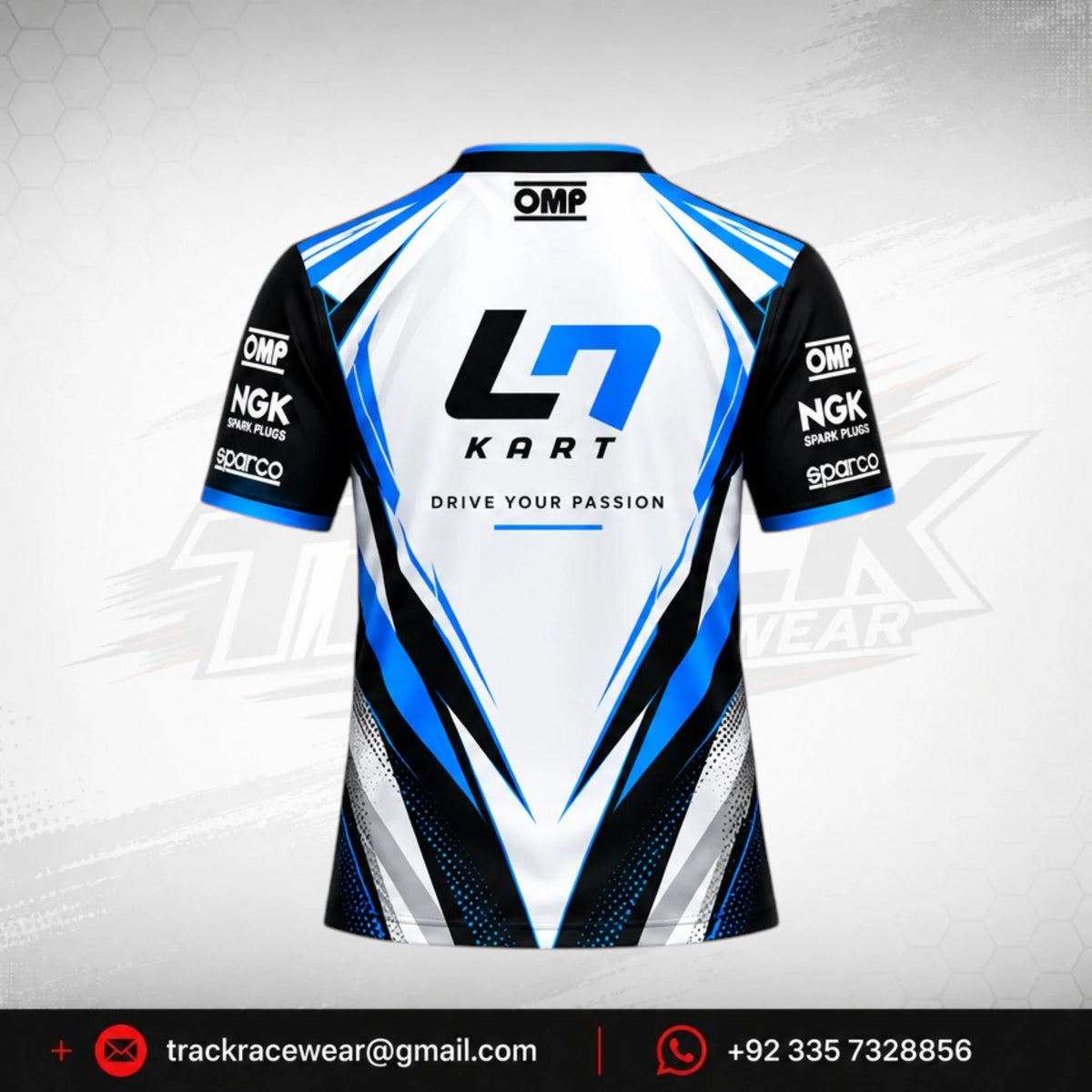 LN Kart White Blue Motorsport Jersey