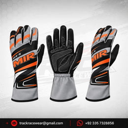 MIR Racewear ACE-S Professional Karting Gloves – Grey, Black & Orange