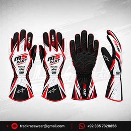 MS KART High-Performance Racing Gloves – Red, Black & White Karting Gloves