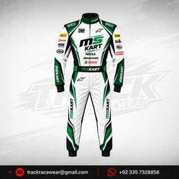 MS KART High-Performance Racing Suit – Green, White & Black