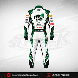 MS KART High-Performance Racing Suit – Green, White & Black