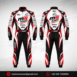 MS KART High-Performance Racing Suit – Red, Black & White