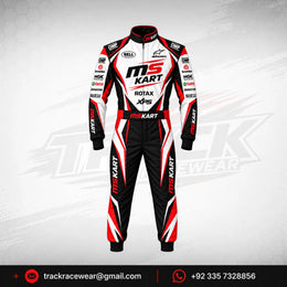 MS KART High-Performance Racing Suit – Red, Black & White
