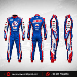 MS KART High-Performance Racing Suit – Royal Blue, Red & White
