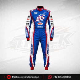 MS KART High-Performance Racing Suit – Royal Blue, Red & White