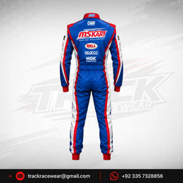 MS KART High-Performance Racing Suit – Royal Blue, Red & White