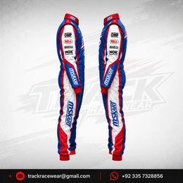 MS KART High-Performance Racing Suit – Royal Blue, Red & White