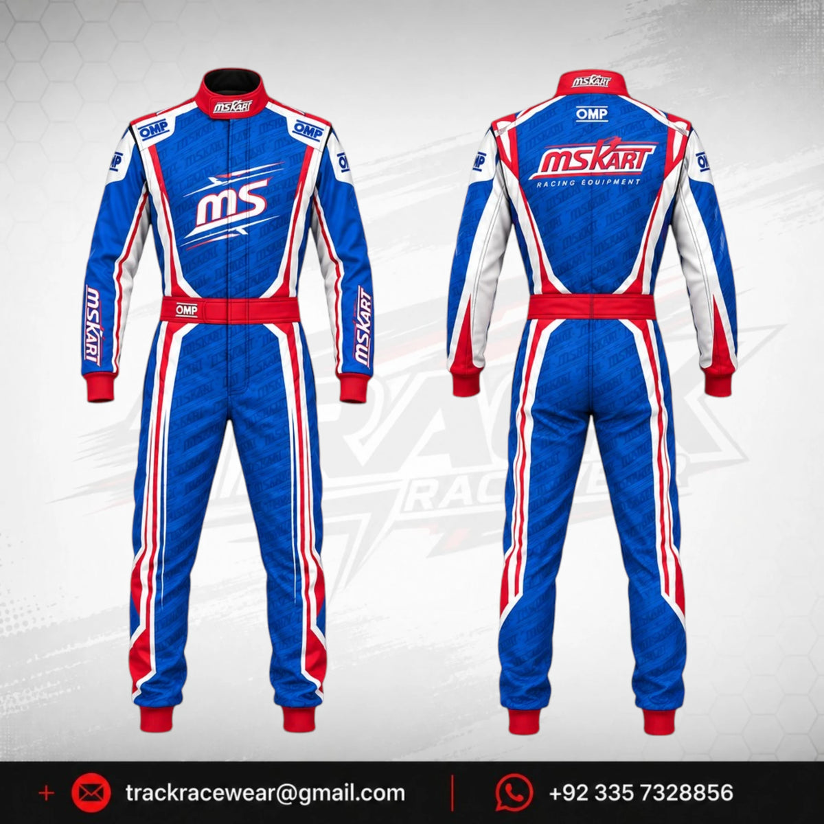 MS KART Racing Suit – Royal Blue, Red & White