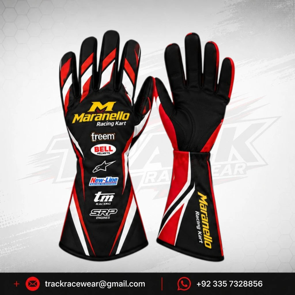 Maranello Black Red Karting Gloves
