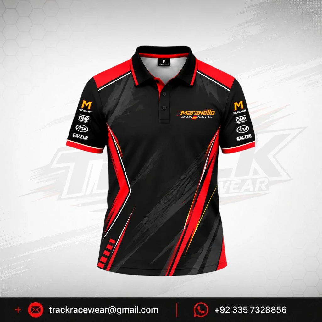 Maranello Black Scarlet Kart Polo